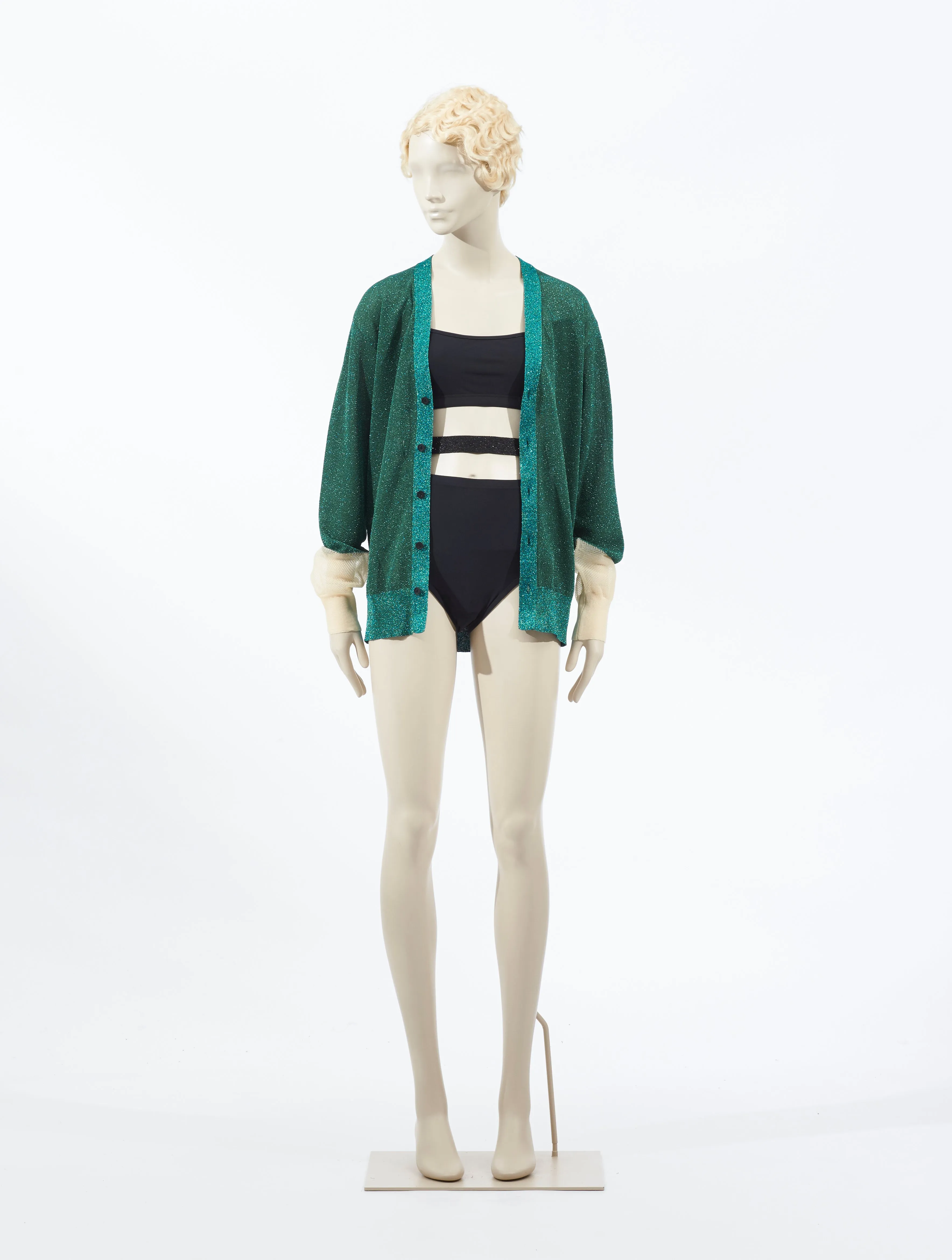 Toga Pulla Lame Knit Cardigan Green