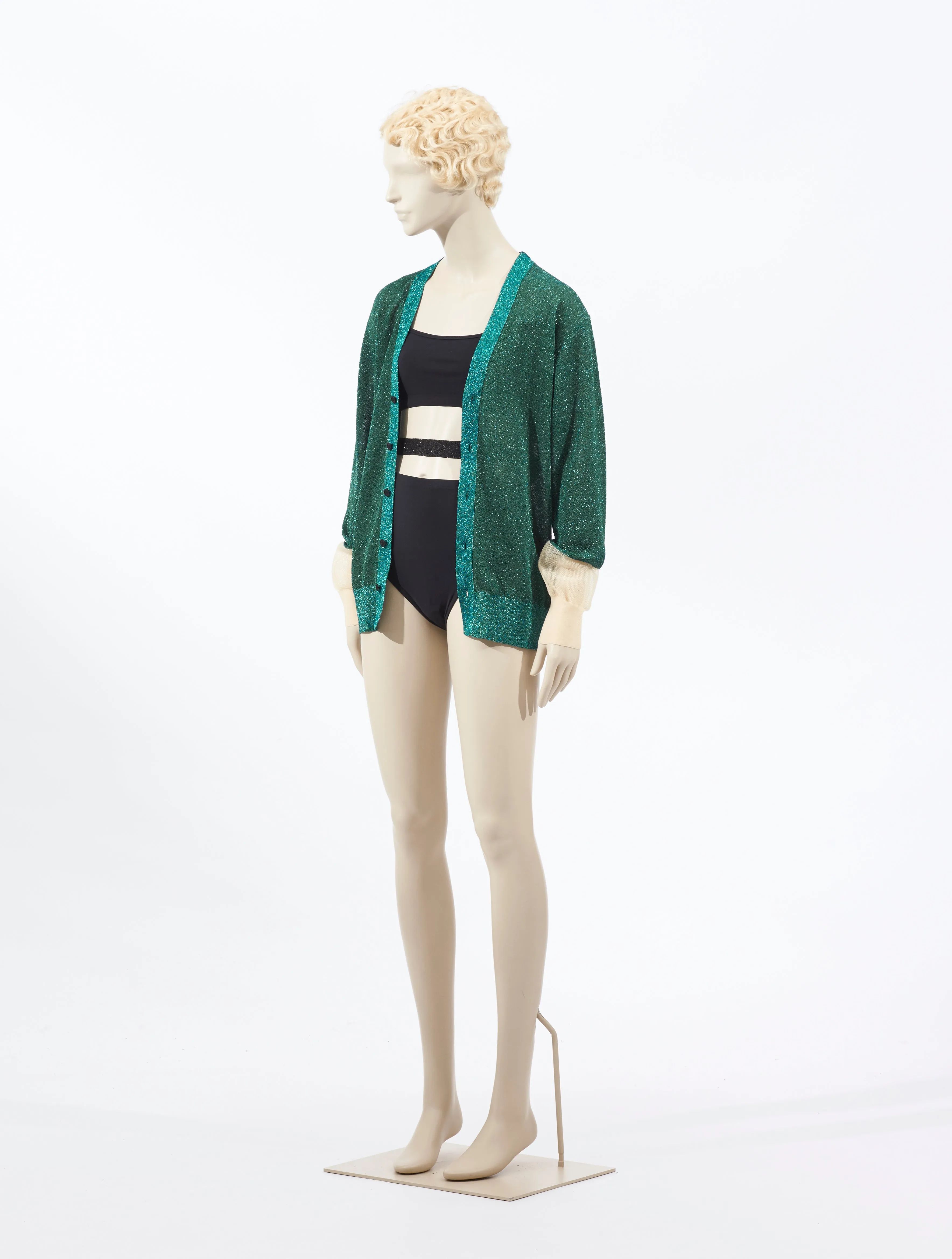 Toga Pulla Lame Knit Cardigan Green