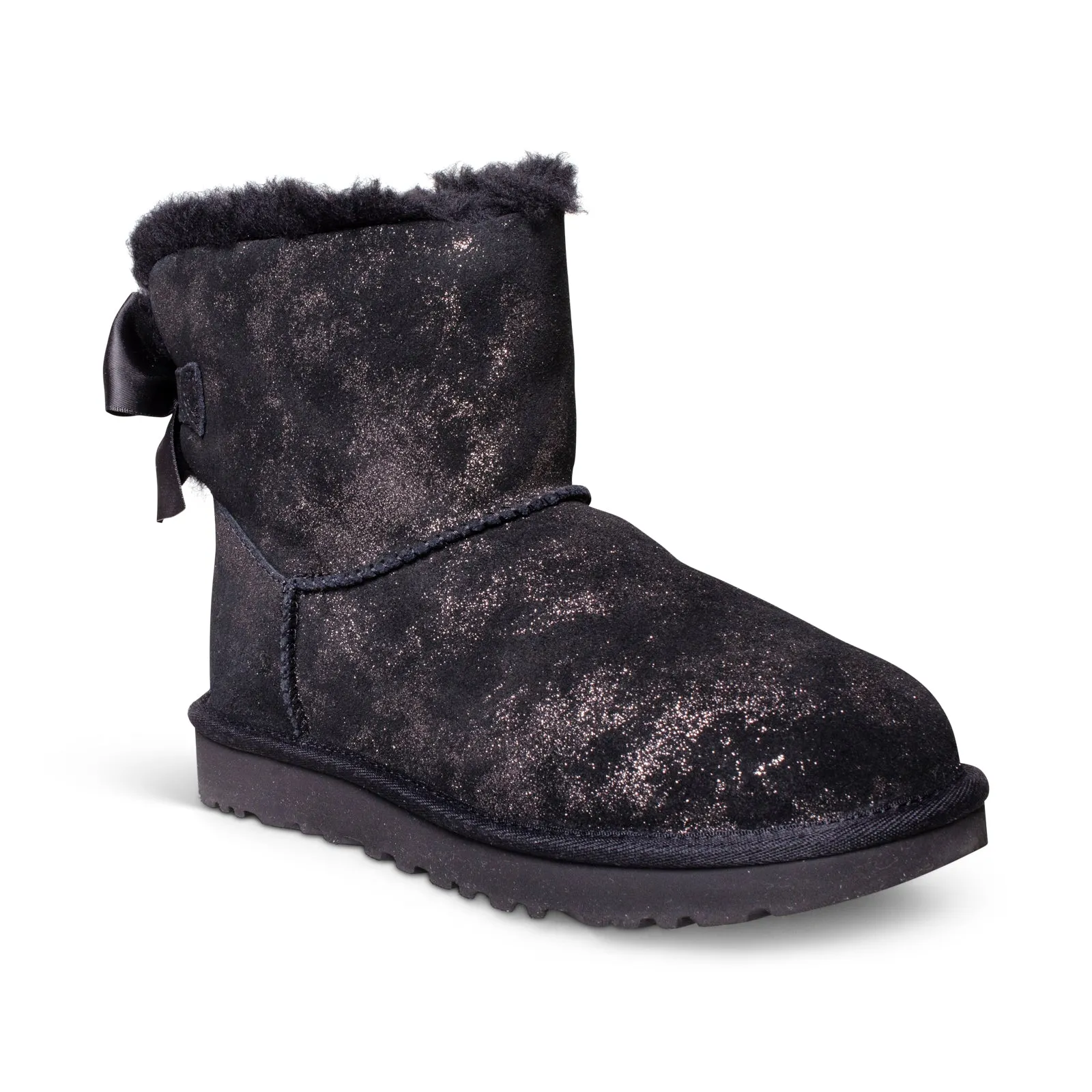 UGG Mini Bailey Bow Glimmer Black Boots - Women's