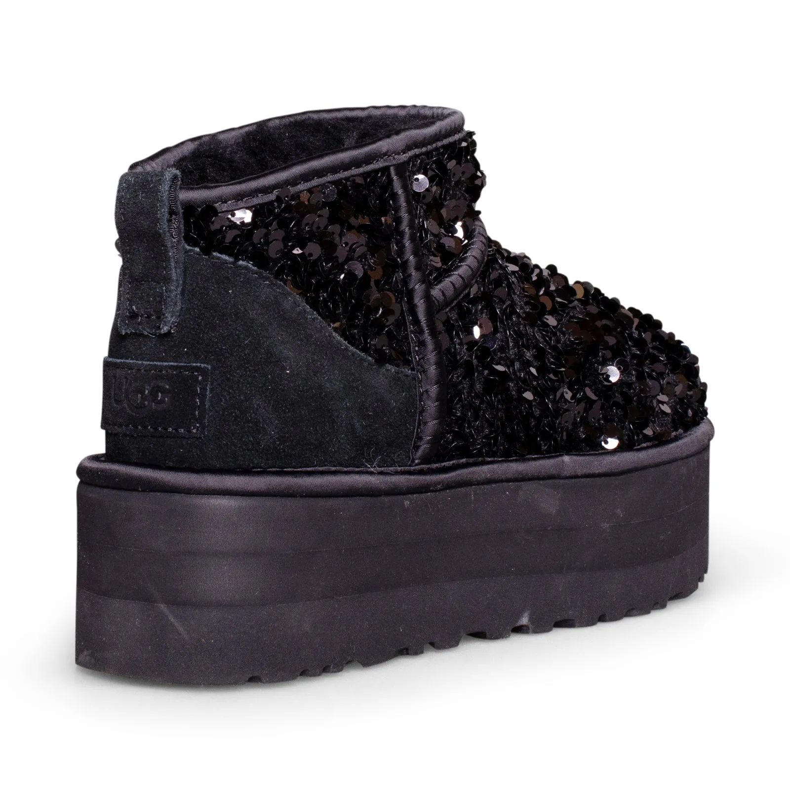 UGG Ultra Mini Chunky Sequin Black Boots - Women's