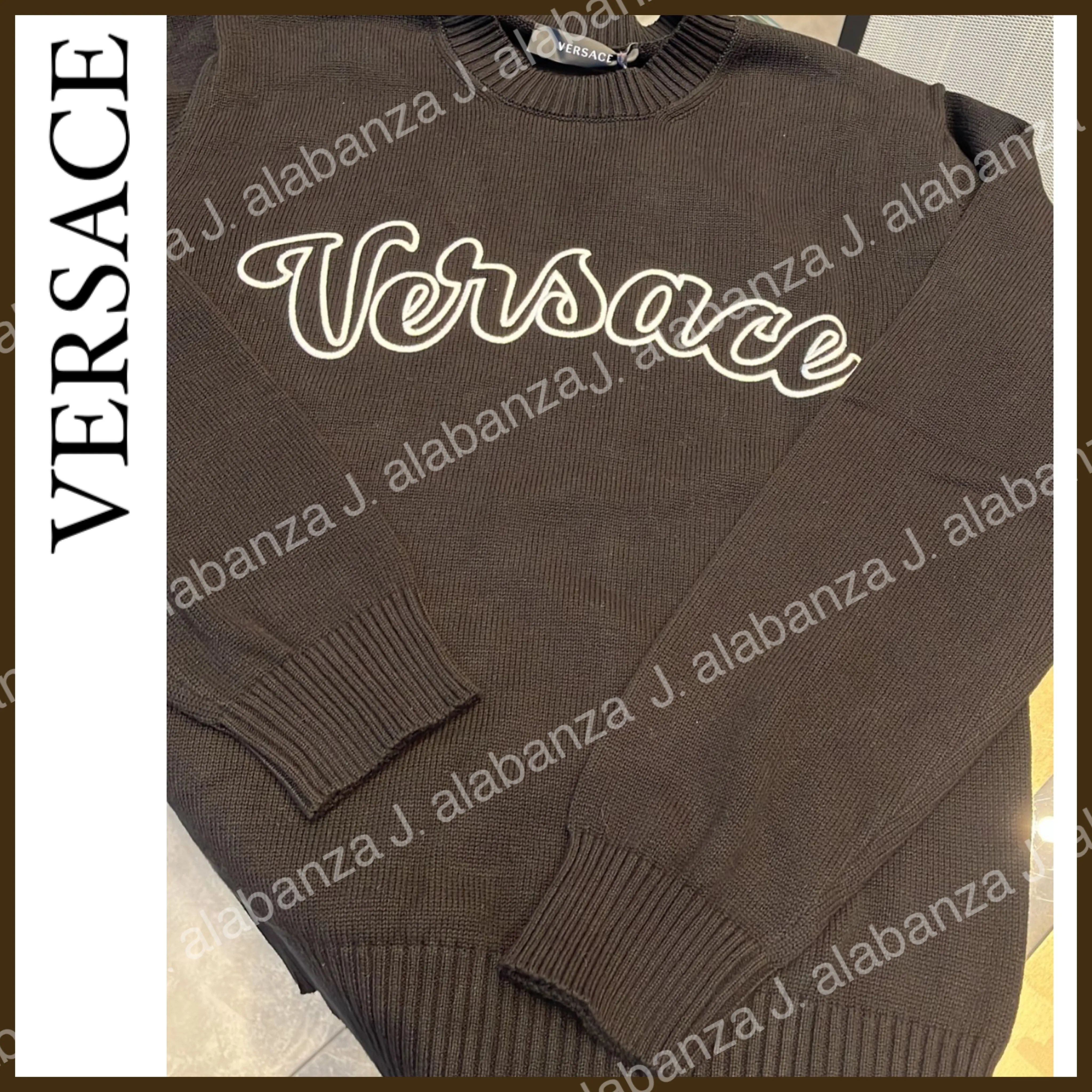 VERSACE  |Crew Neck Pullovers Long Sleeves Logo Luxury Sweaters