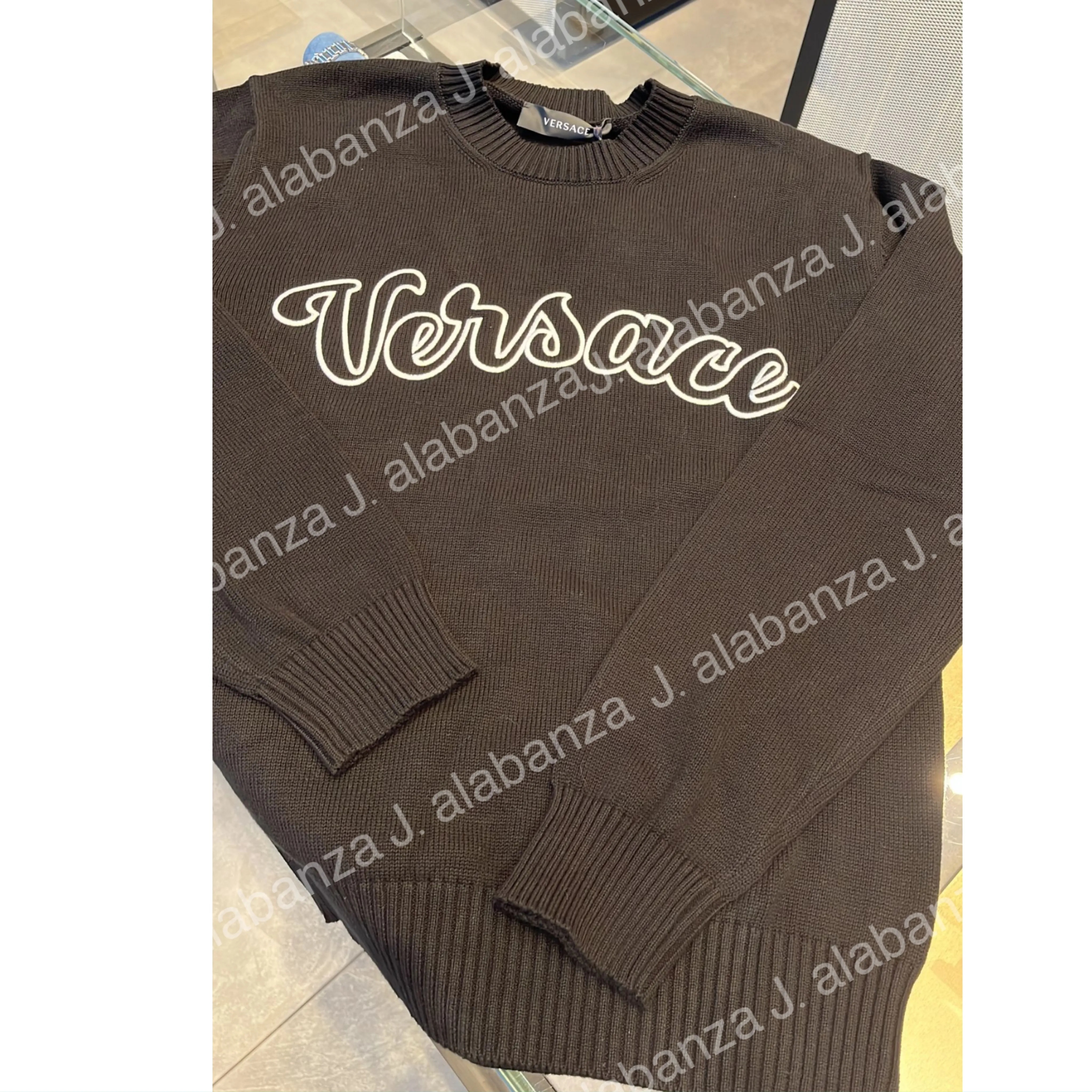 VERSACE  |Crew Neck Pullovers Long Sleeves Logo Luxury Sweaters