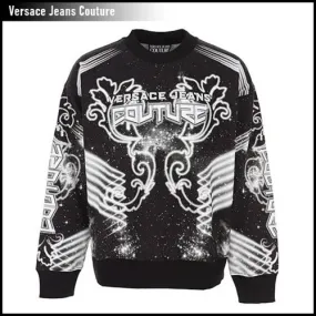 VERSACE JEANS  |Crew Neck Pullovers Long Sleeves Cotton Logo Sweatshirts