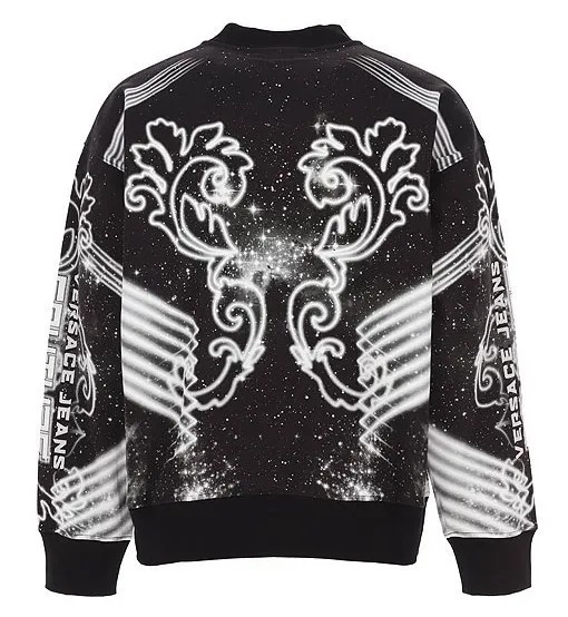 VERSACE JEANS  |Crew Neck Pullovers Long Sleeves Cotton Logo Sweatshirts