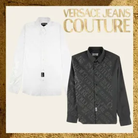 VERSACE JEANS  |Long Sleeves Cotton Logos on the Sleeves Logo Outlet Shirts