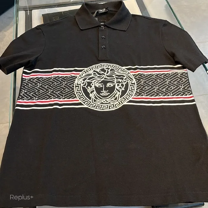 VERSACE  |Pullovers Plain Short Sleeves Logo Luxury Polos