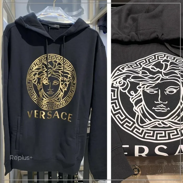 VERSACE  |Pullovers Unisex Long Sleeves Plain Logo Luxury Hoodies