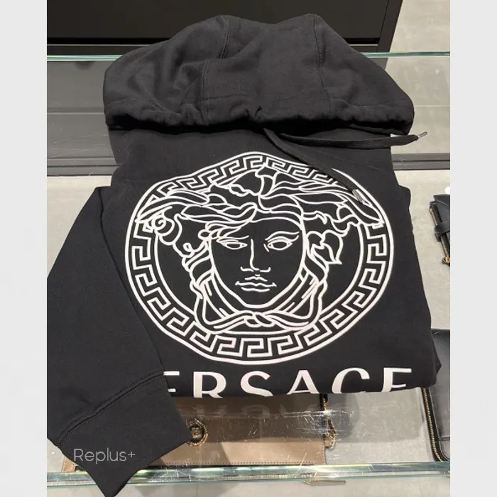 VERSACE  |Pullovers Unisex Long Sleeves Plain Logo Luxury Hoodies