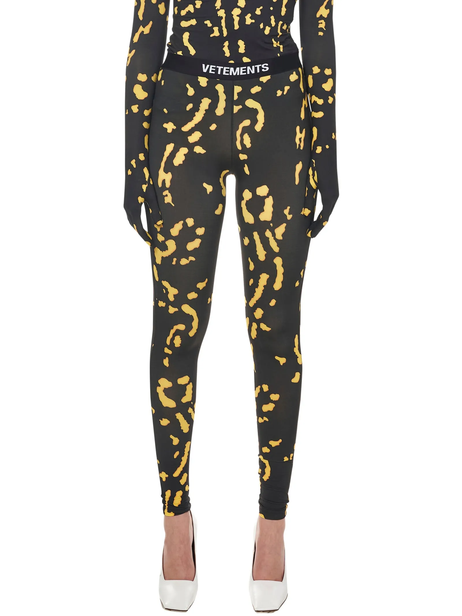 Vetements Animal Printed Logo Waistband Leggings