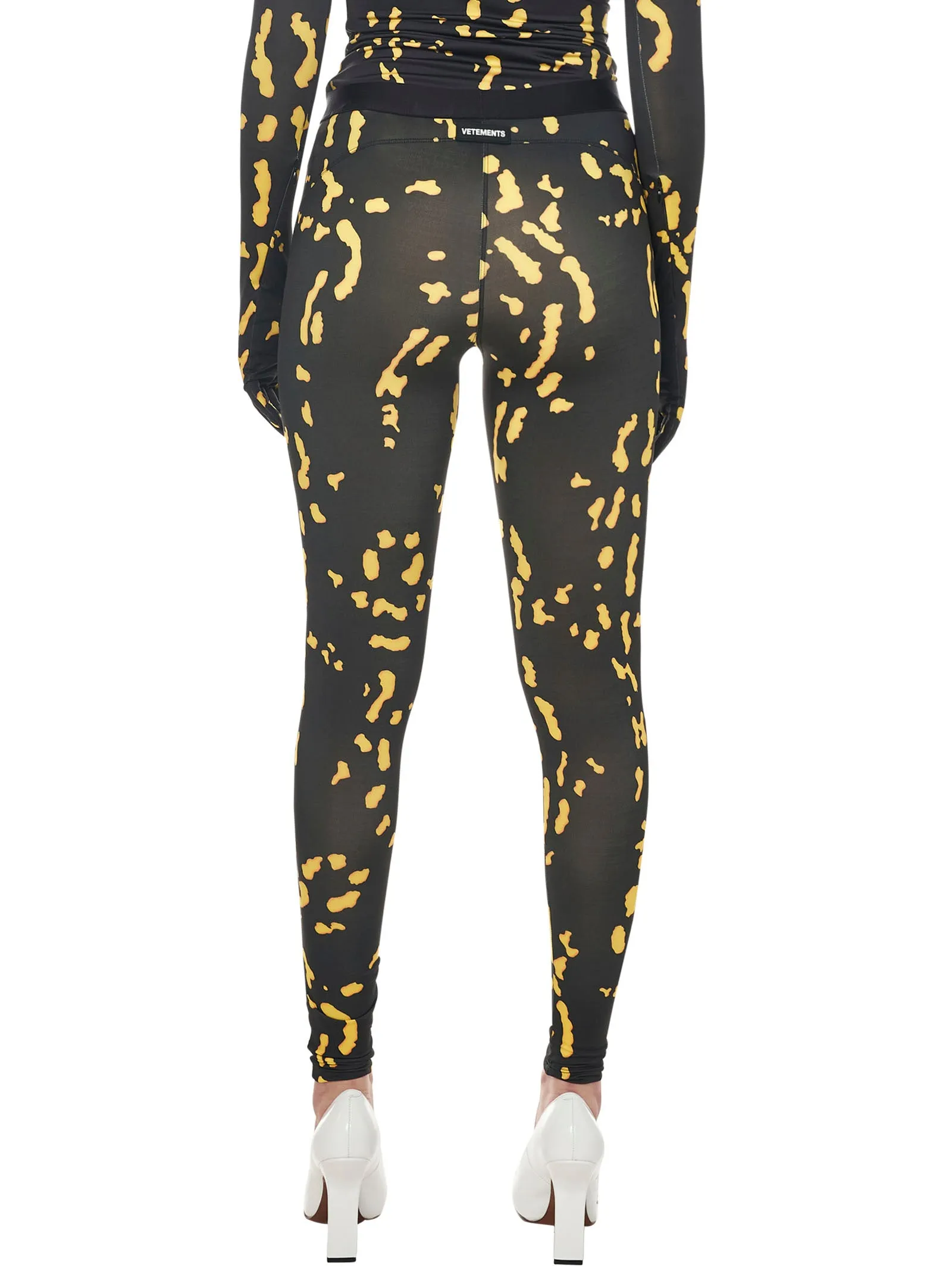 Vetements Animal Printed Logo Waistband Leggings