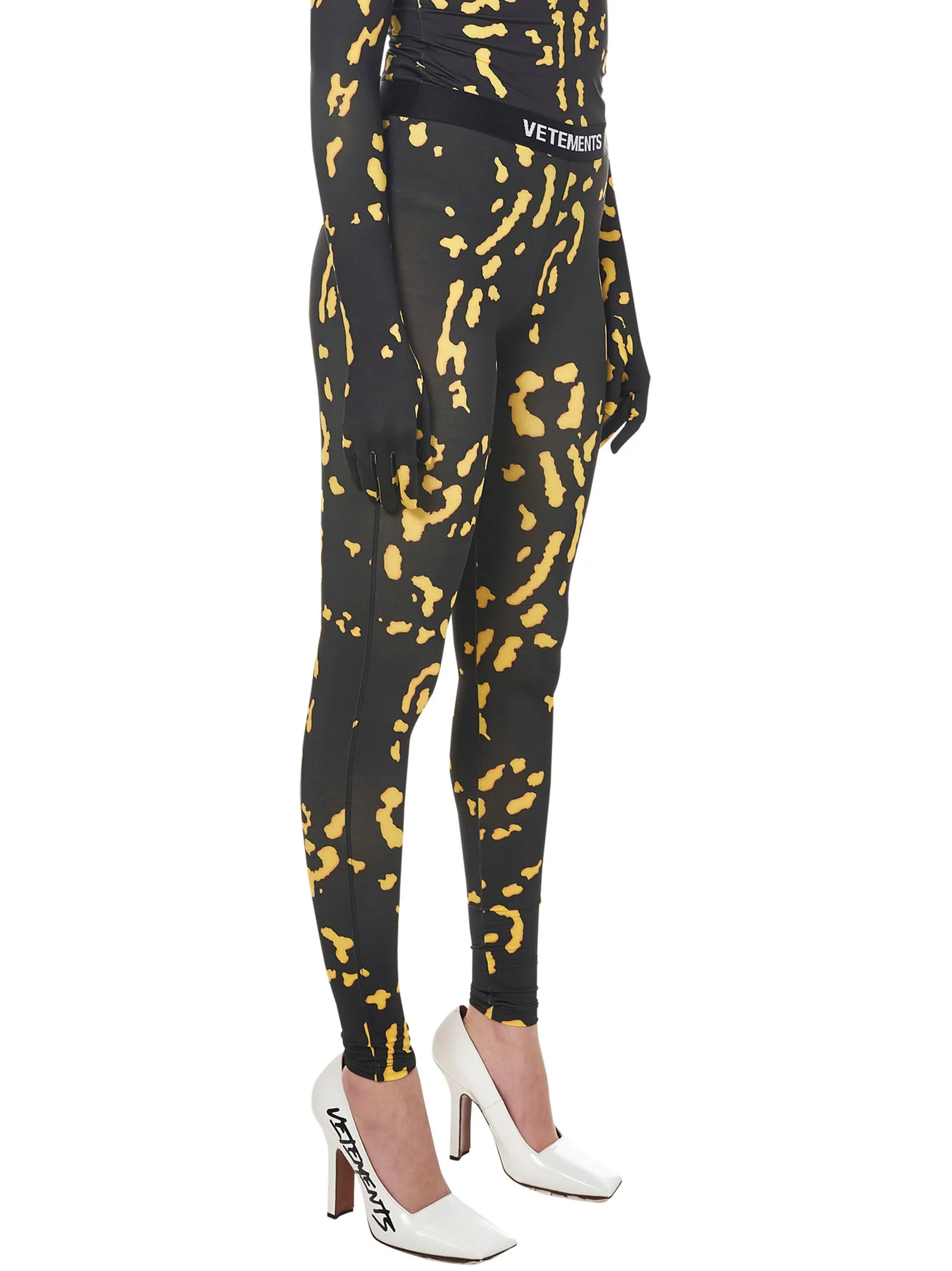 Vetements Animal Printed Logo Waistband Leggings