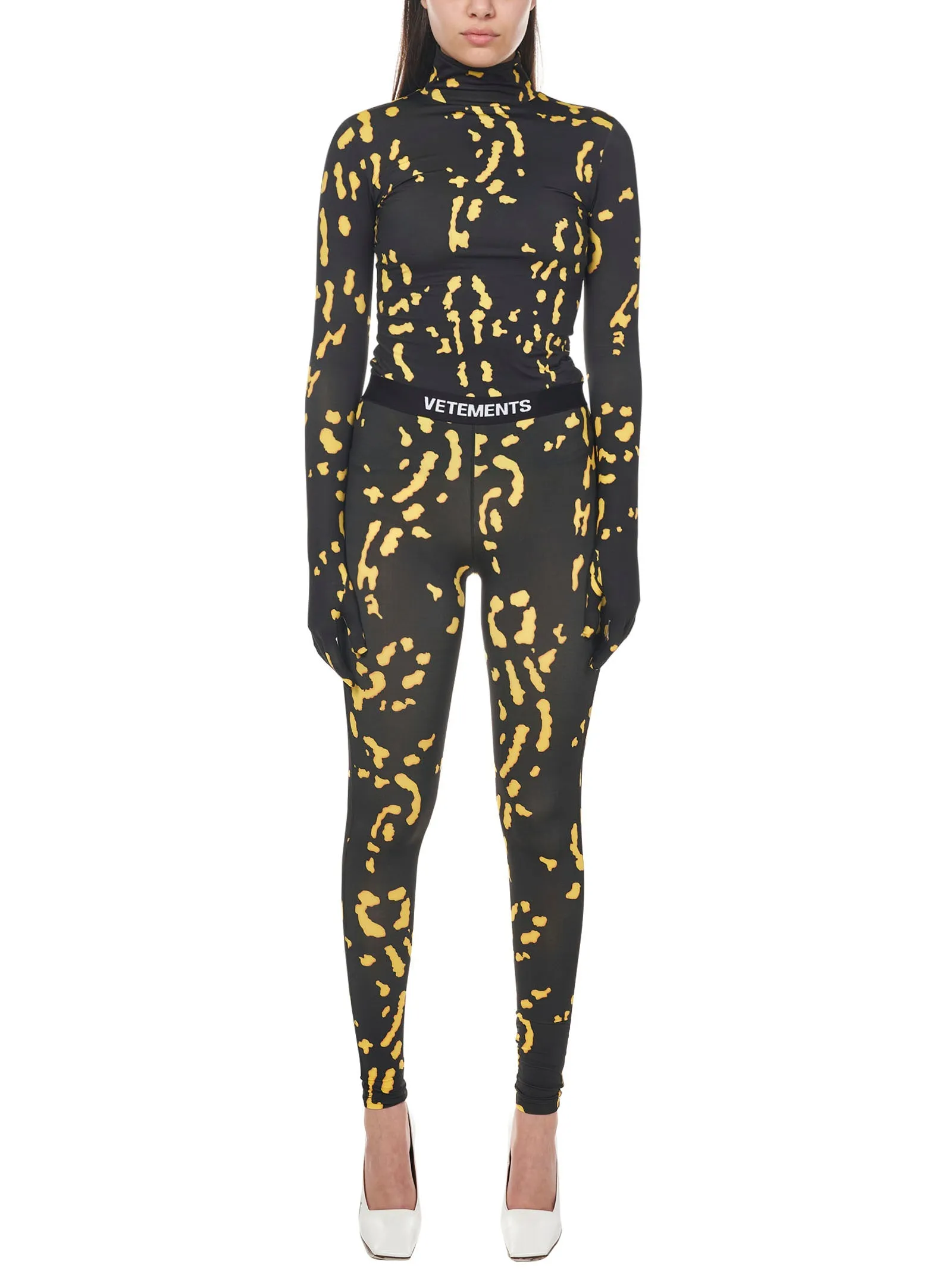 Vetements Animal Printed Logo Waistband Leggings