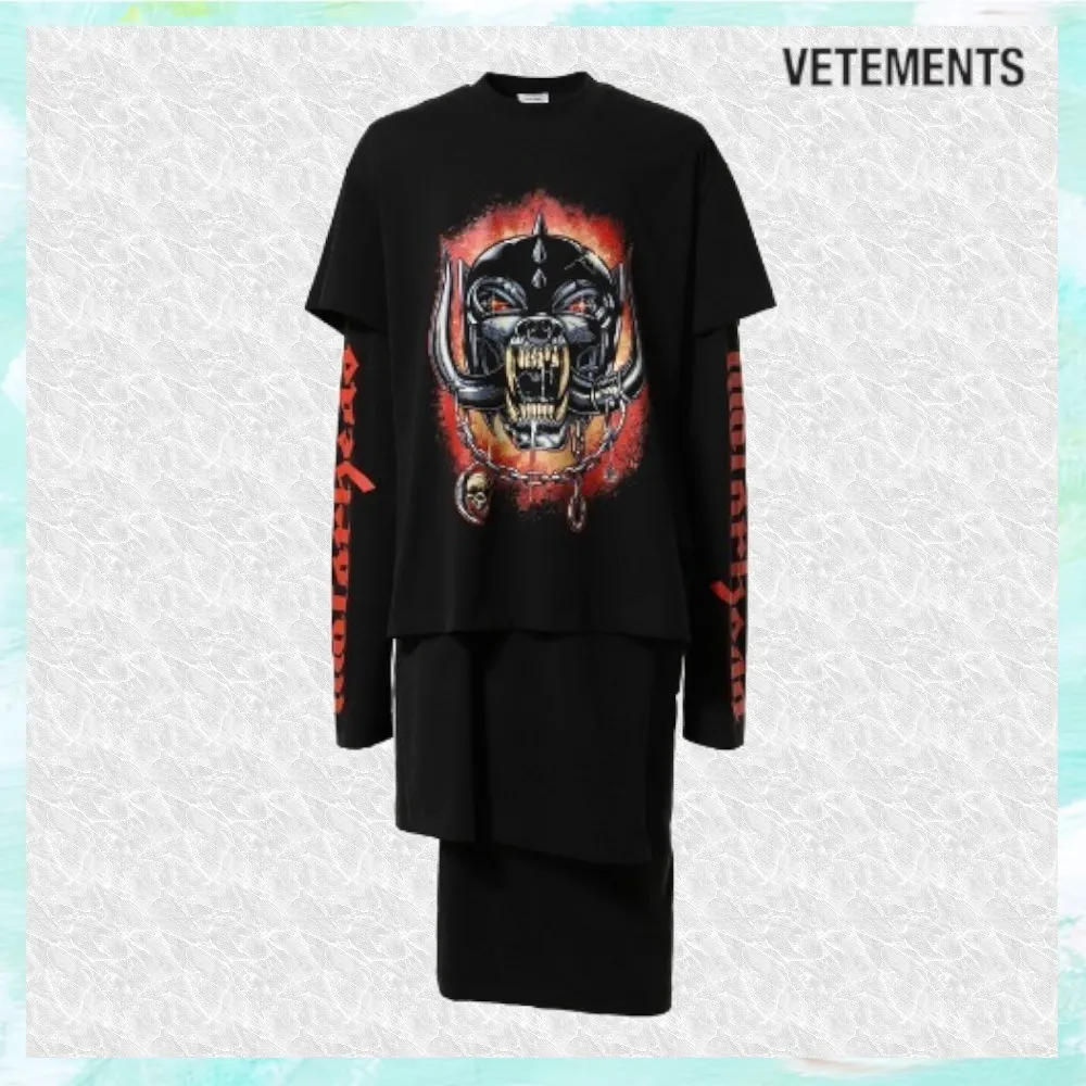 VETEMENTS  |Crew Neck Pullovers Skull Unisex Street Style Cropped