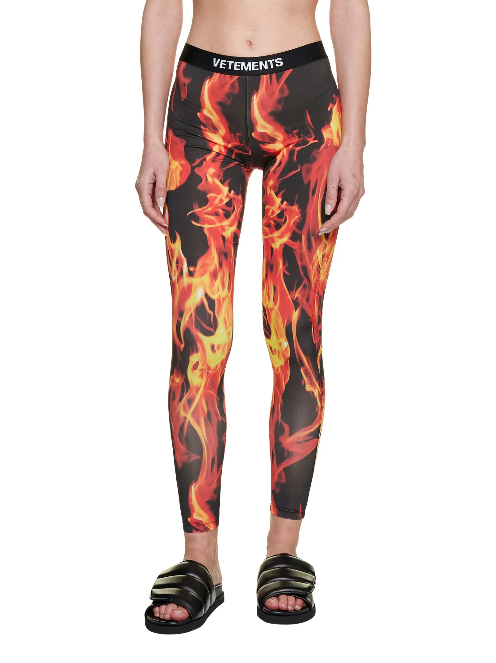 Vetements Flame Printed Logo Waistband Leggings