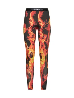 Vetements Flame Printed Logo Waistband Leggings