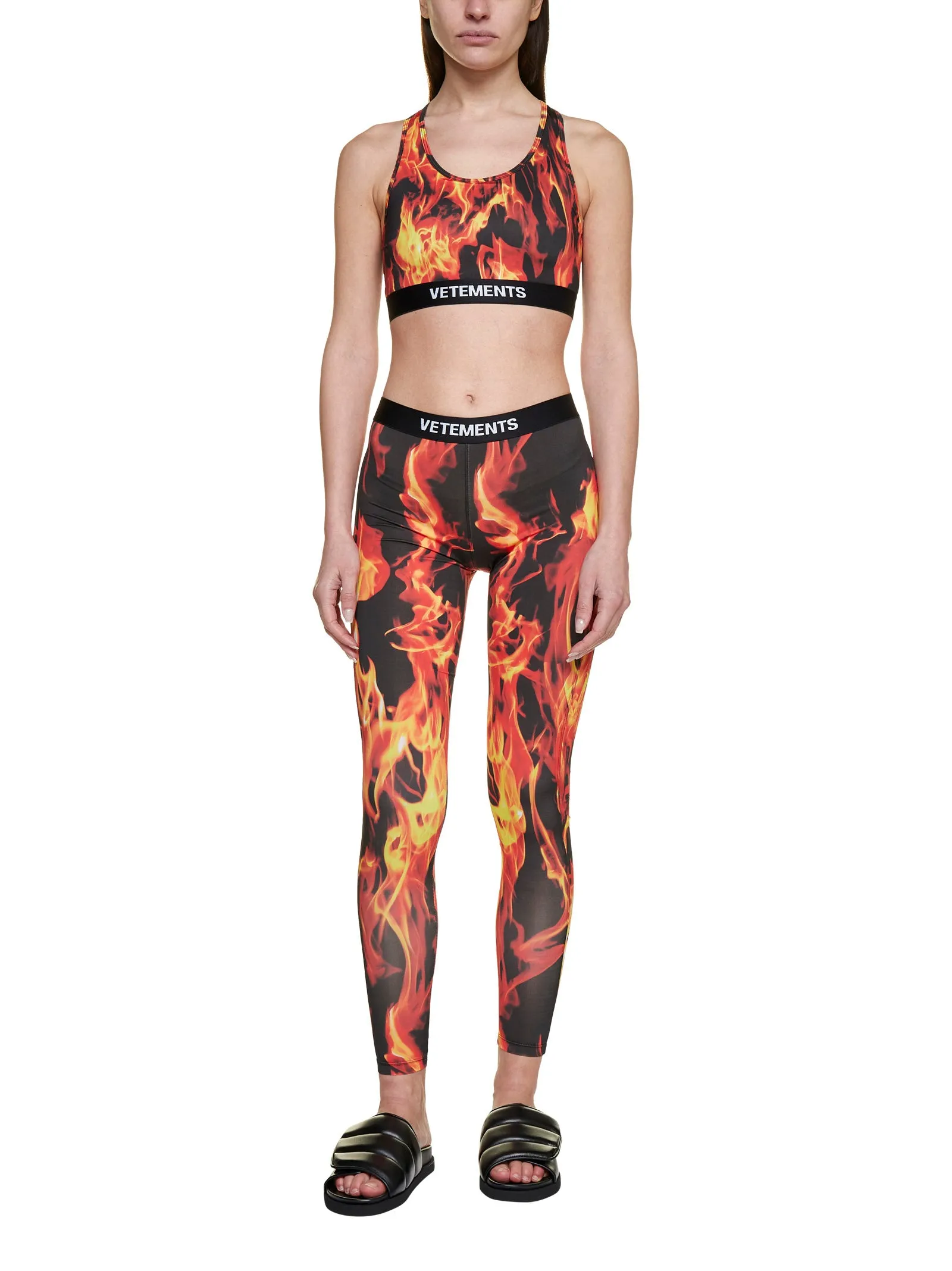 Vetements Flame Printed Logo Waistband Leggings