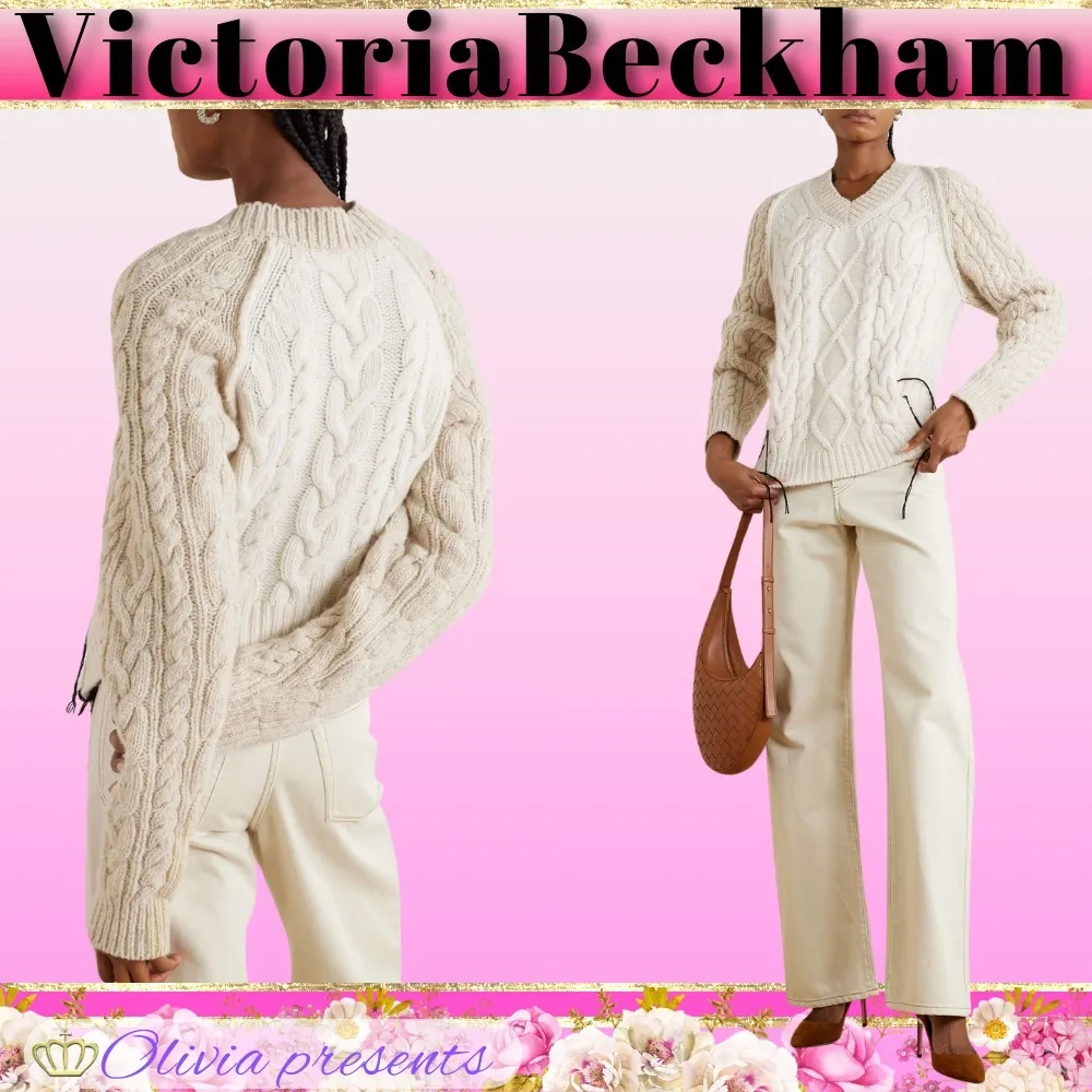 Victoria Beckham  |Crew Neck Casual Style Wool Long Sleeves Office Style