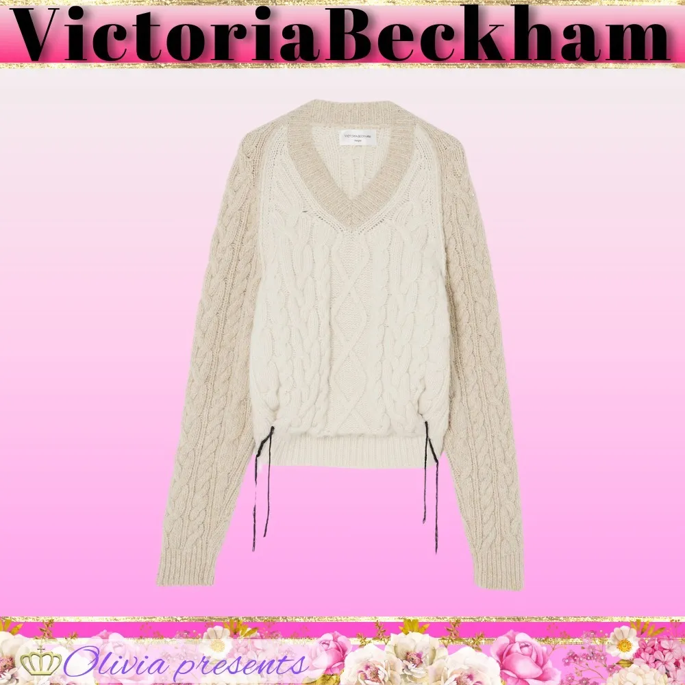 Victoria Beckham  |Crew Neck Casual Style Wool Long Sleeves Office Style