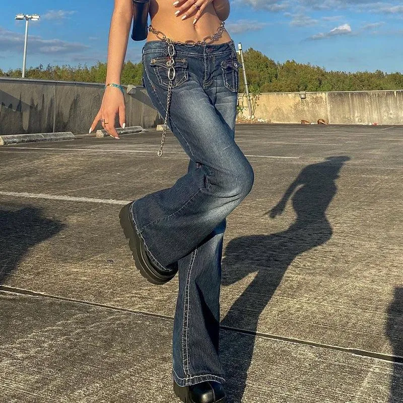 Vintage Low-Waisted Straight Jeans