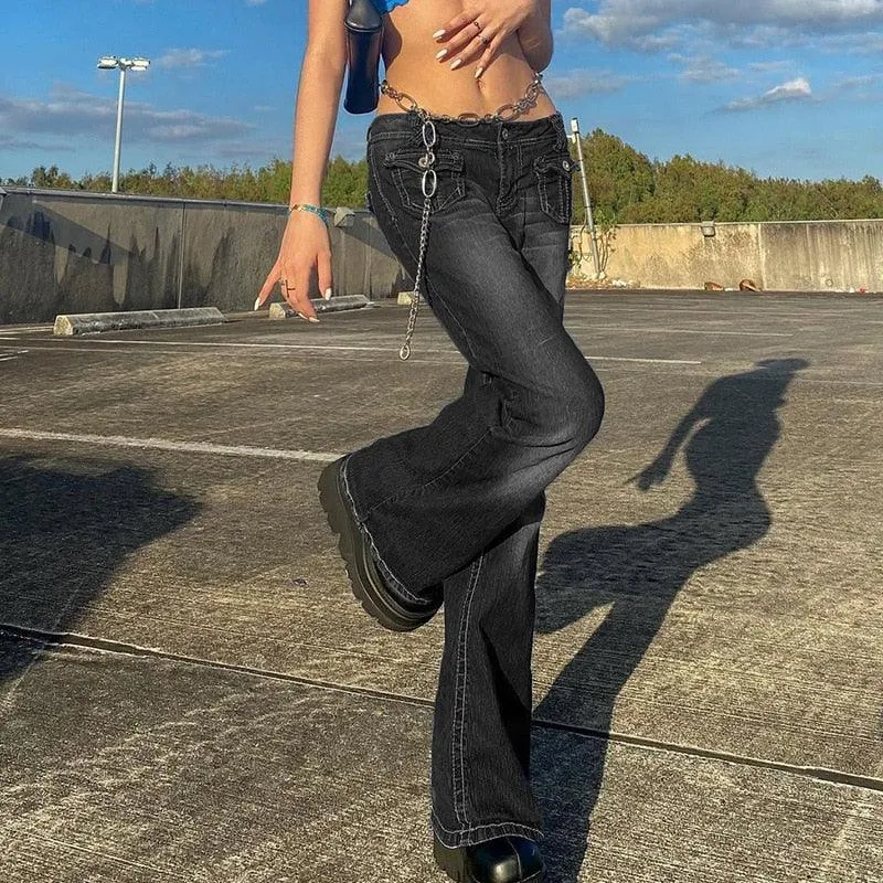 Vintage Low-Waisted Straight Jeans