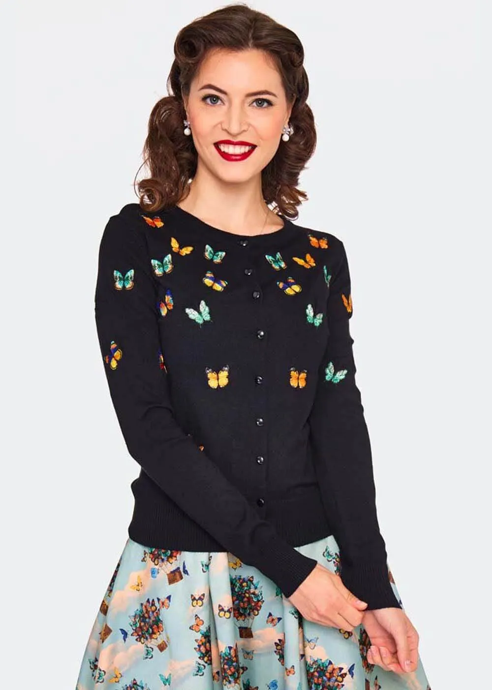 Voodoo Vixen Butterfly 40's Cardigan Black