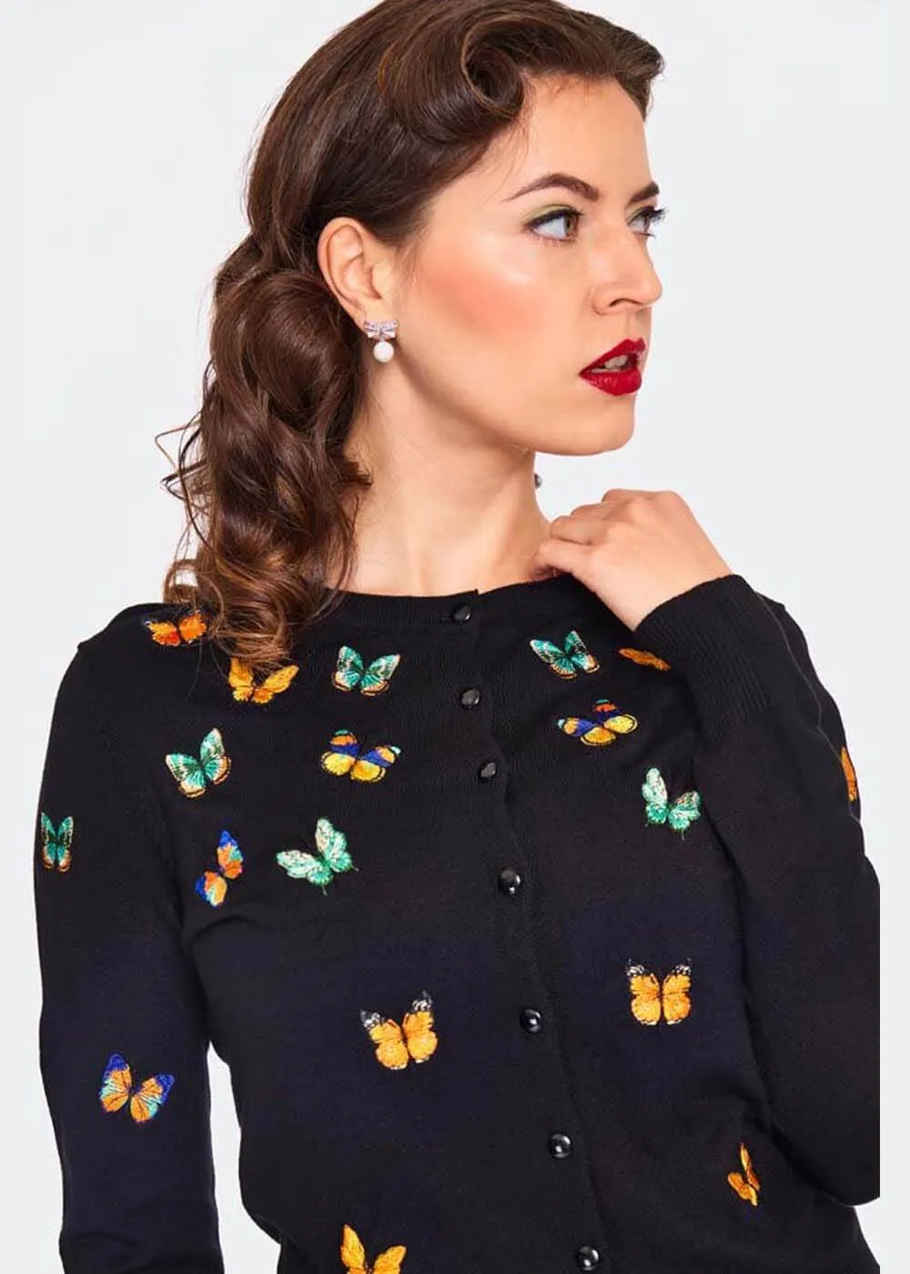 Voodoo Vixen Butterfly 40's Cardigan Black