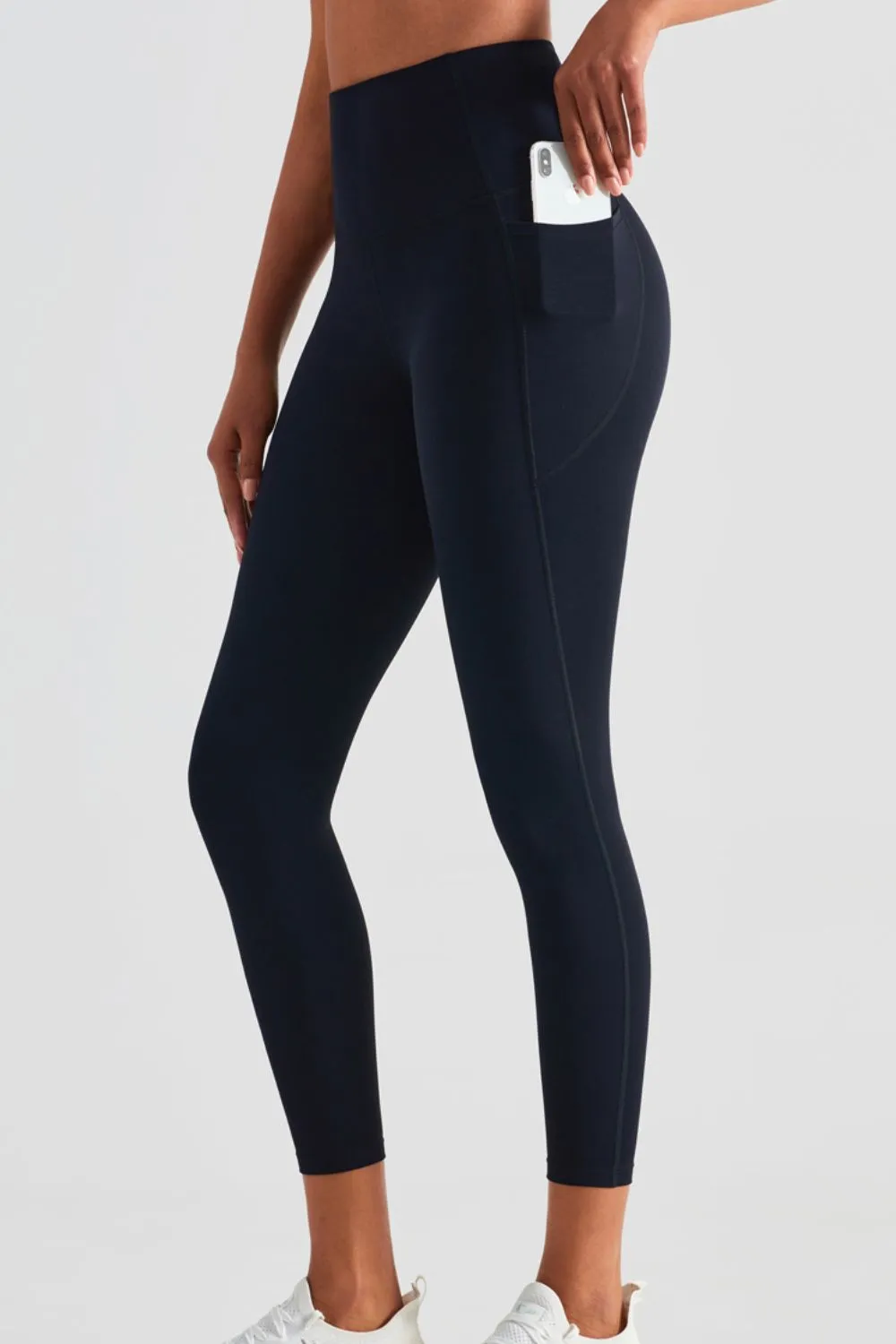 Wide Waistband Sports Leggings with Pockets