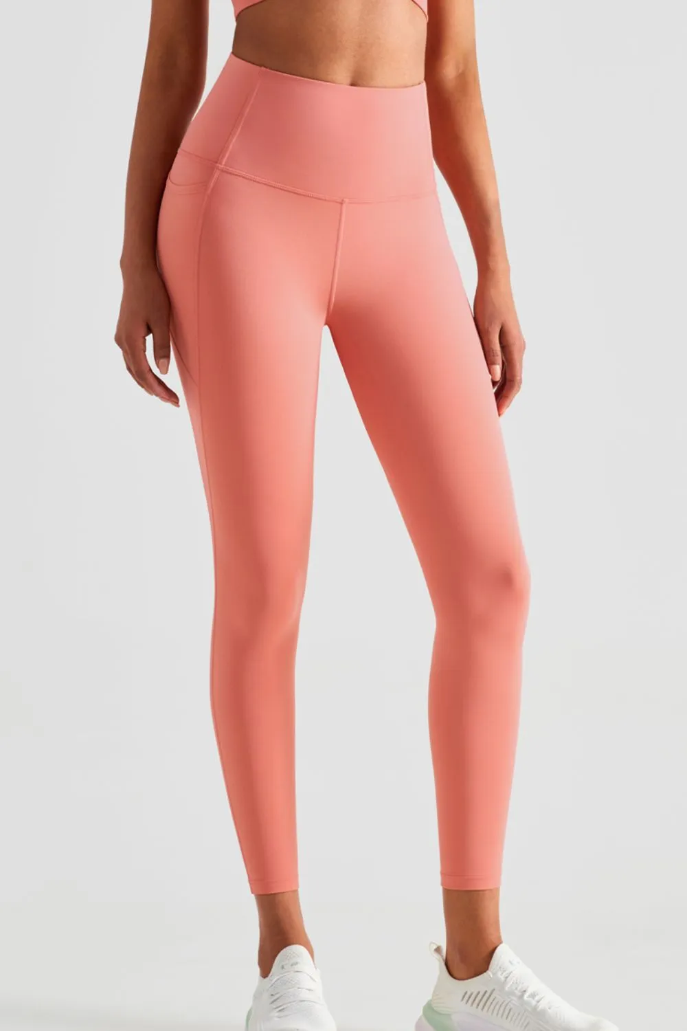 Wide Waistband Sports Leggings with Pockets