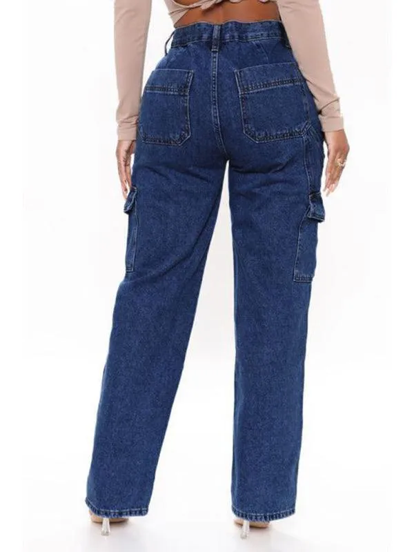 Women Wide Legs Cargo Jeans