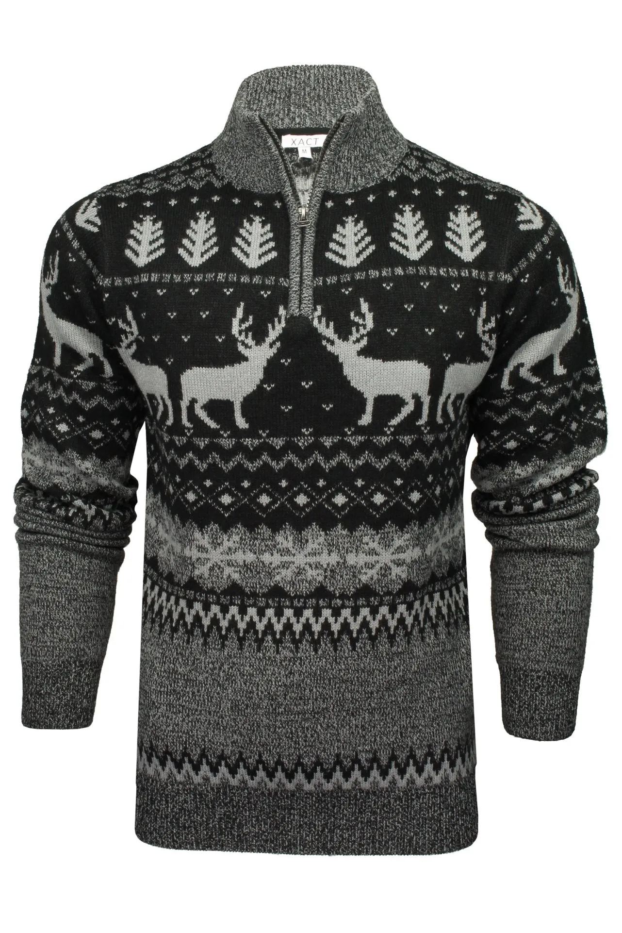 Xact Mens 1/4 Zip Reindeer Xmas/ Christmas Jumper