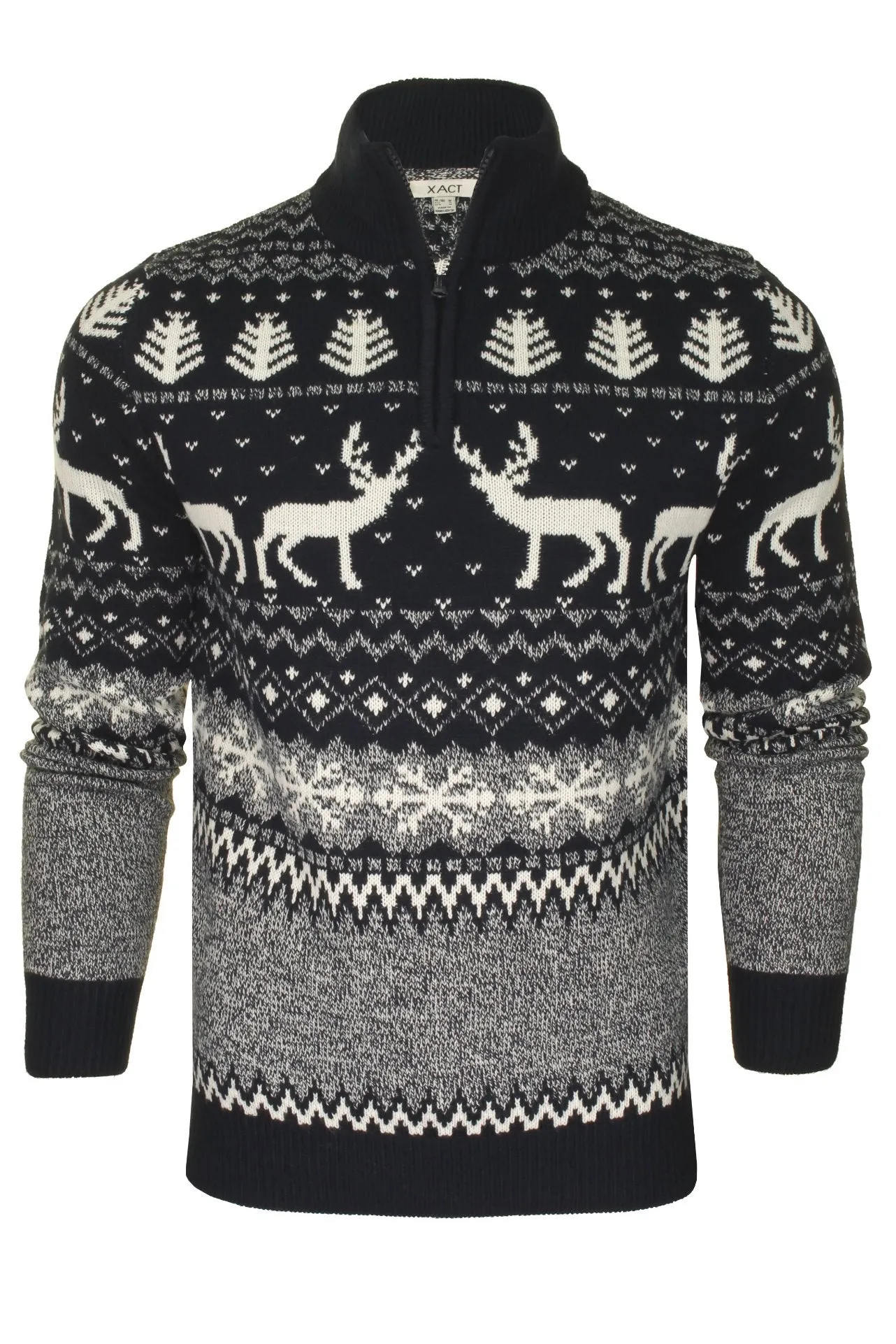 Xact Mens 1/4 Zip Reindeer Xmas/ Christmas Jumper