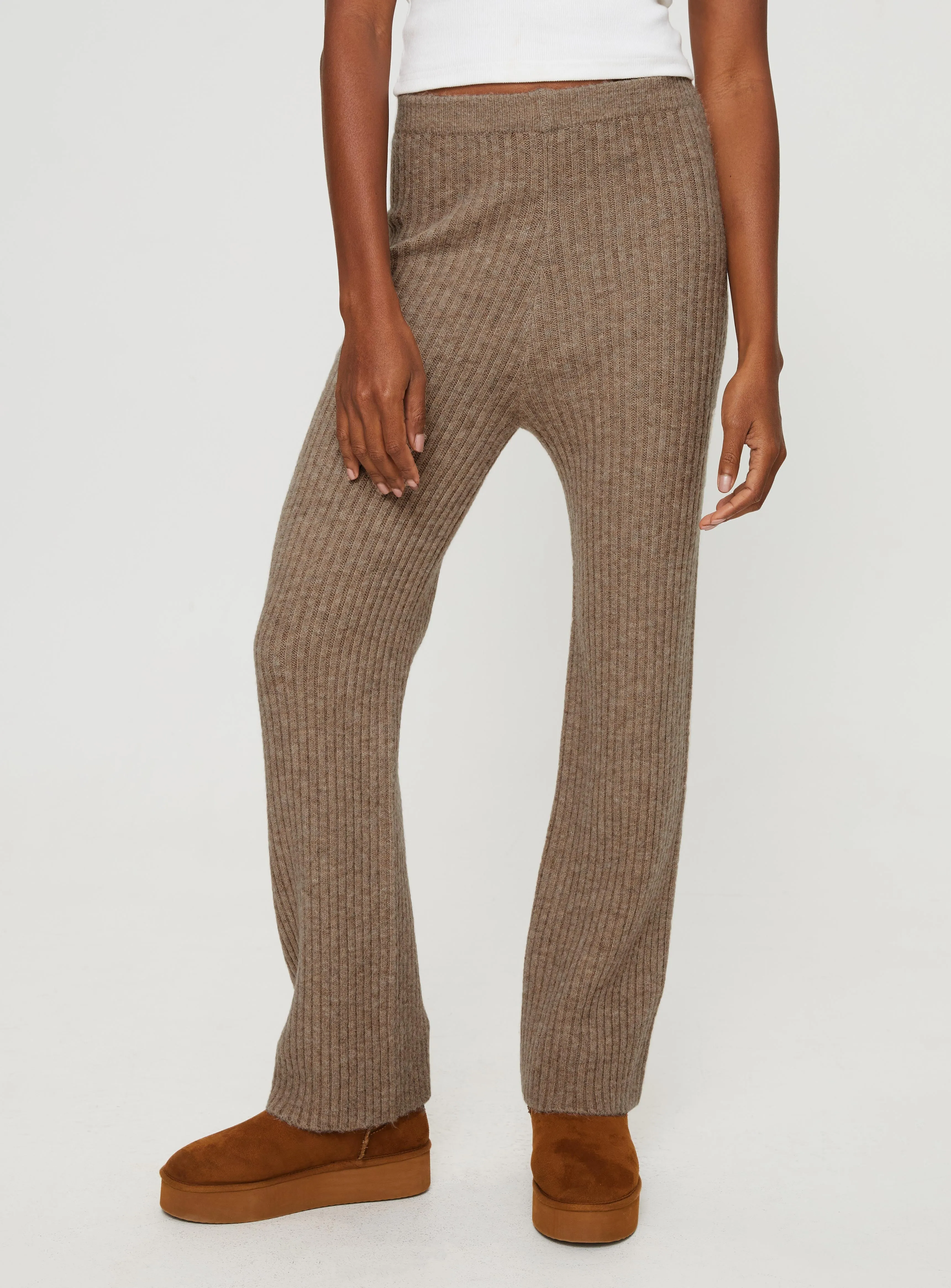 Yang Wide Leg Knit Pants Brown