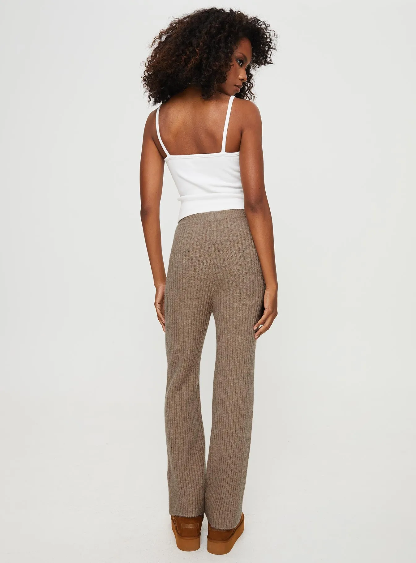 Yang Wide Leg Knit Pants Brown