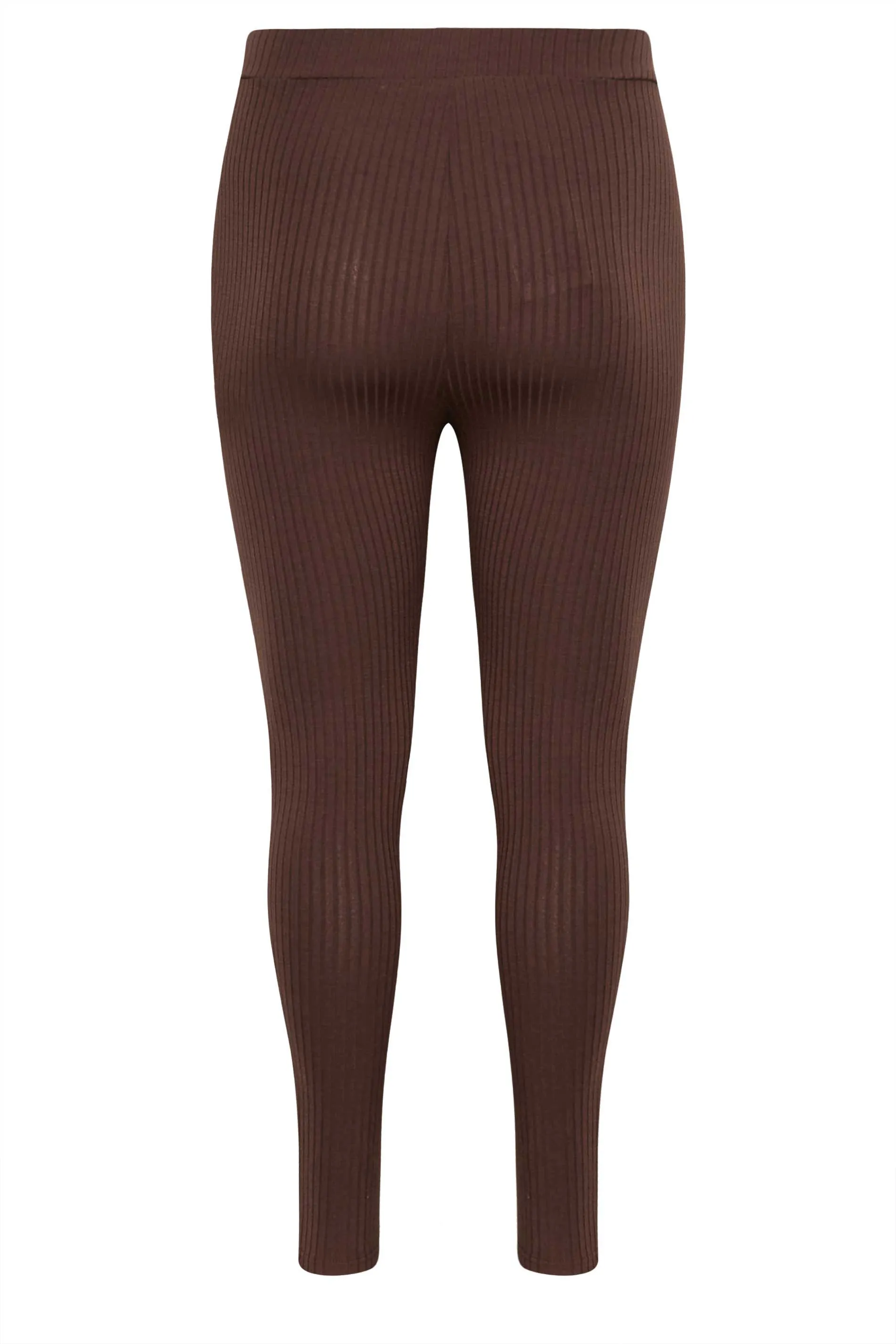 YOURS Curve Chocolate Brown Ribbed Leggings