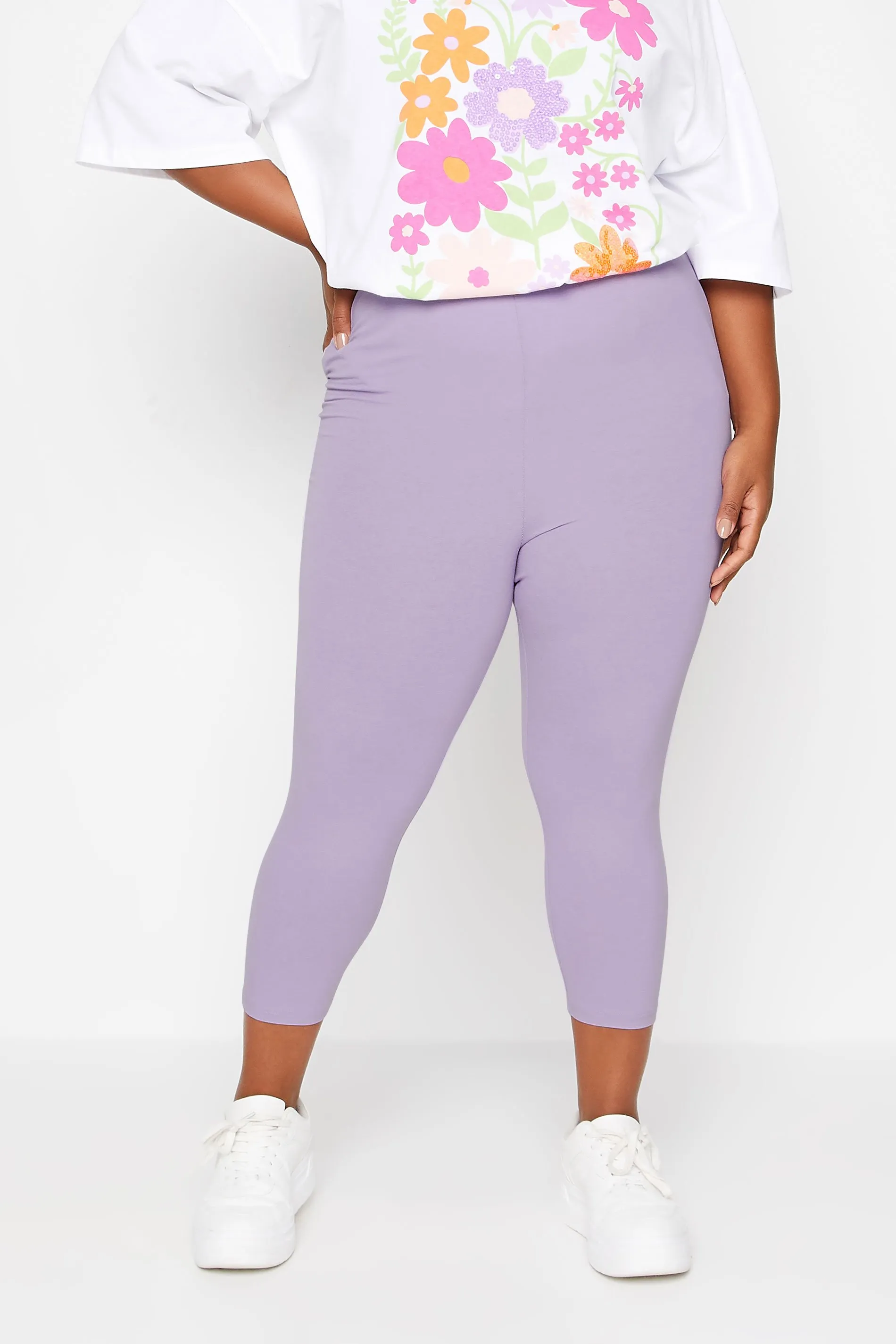 YOURS Curve Light Purple Cropped Leggings