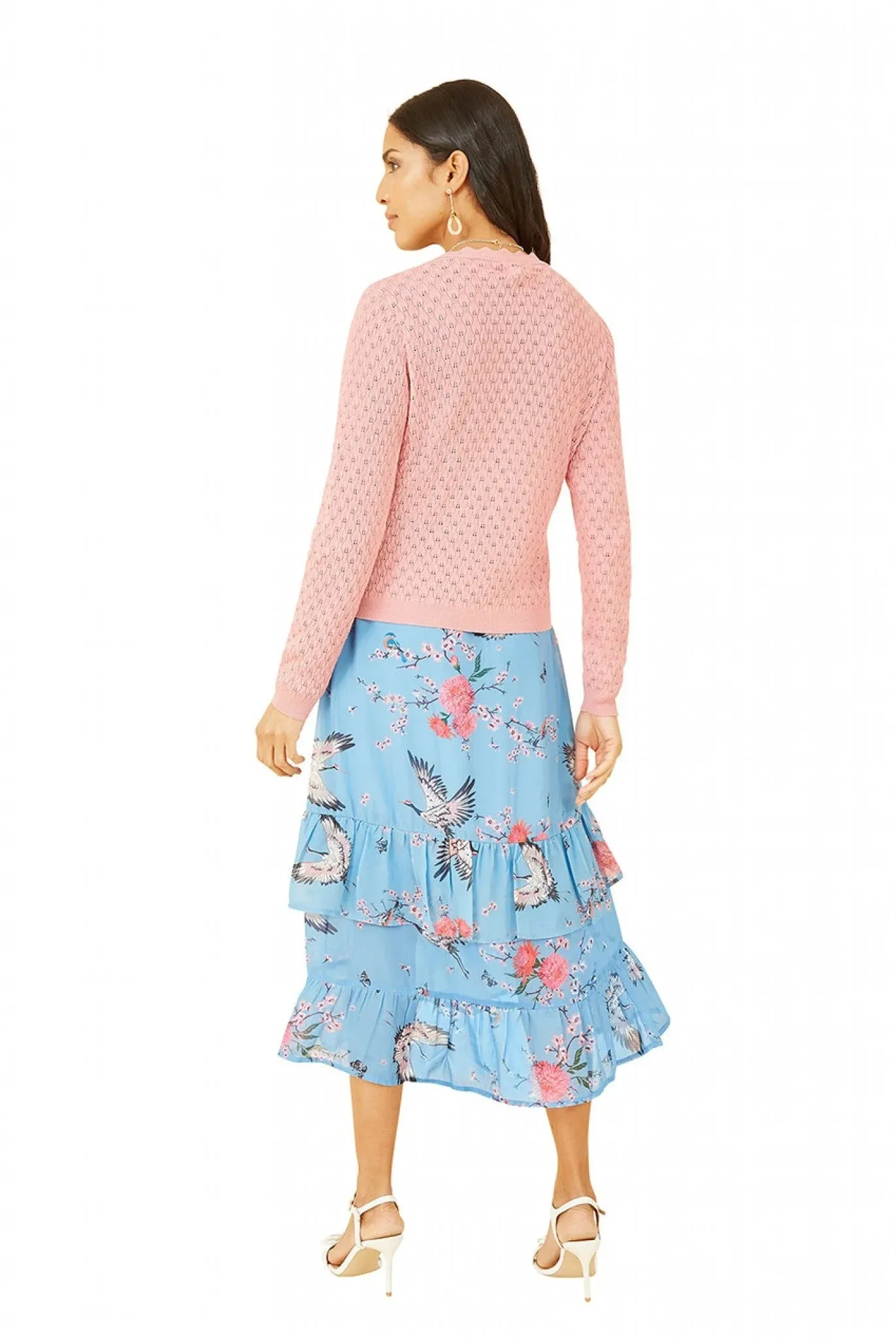 Yumi Blush Pointelle Stitch Cardigan