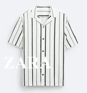 ZARA  |Stripes Linen Shirts